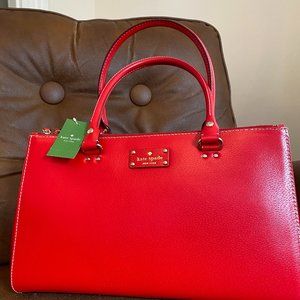 NWT Authentic Kate Spade Lipstick Red Leather Handbag
